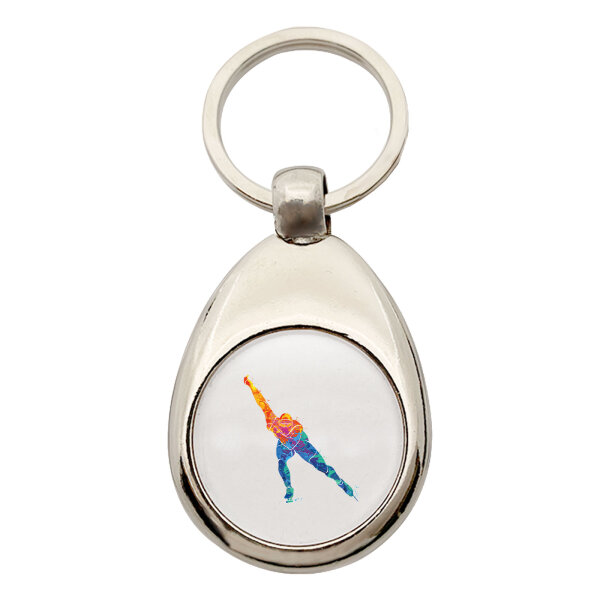 Schlüsselanhänger Eisschnelllauf bunte Silhouette