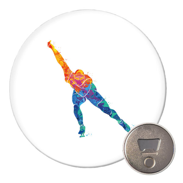 Magnet Eisschnelllauf bunte Silhouette 59mm Kühlschrankmagnet