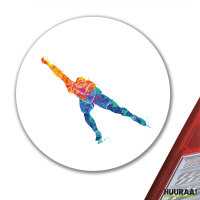 Aufkleber Eisschnelllauf bunte Silhouette 10cm