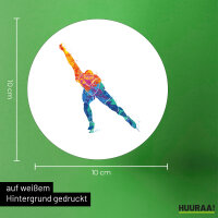 Aufkleber Eisschnelllauf bunte Silhouette 10cm