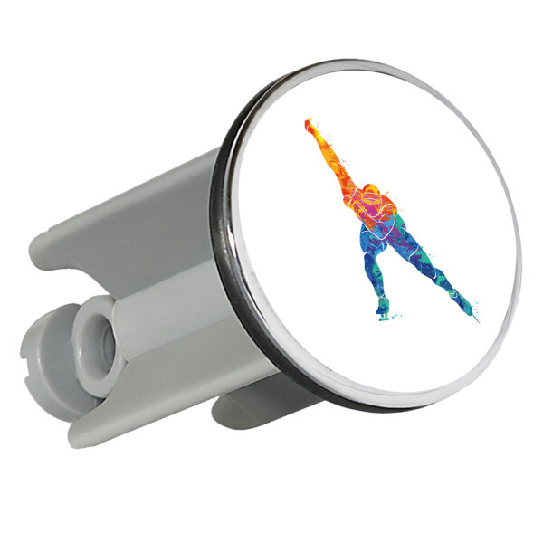 Waschbeckenstöpsel Eisschnelllauf bunte Silhouette 4cm Abflussstopfen