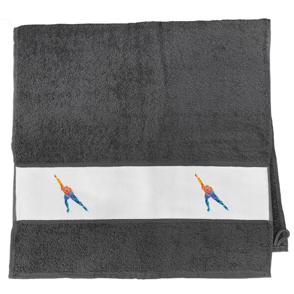 Handtuch Eisschnelllauf bunte Silhouette 50x100cm