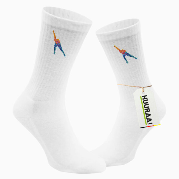 Unisex Socken Eisschnelllauf bunte Silhouette Größe 37/46 White Motiv Tennissocken