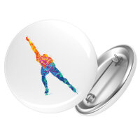Button Eisschnelllauf bunte Silhouette