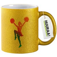 Glitzertasse Cheerleading bunte Silhouette 330ml
