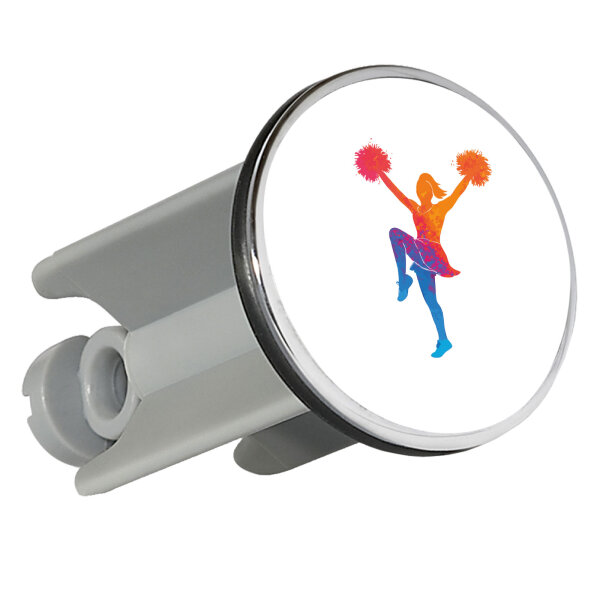 Waschbeckenstöpsel Cheerleading bunte Silhouette 4cm Abflussstopfen