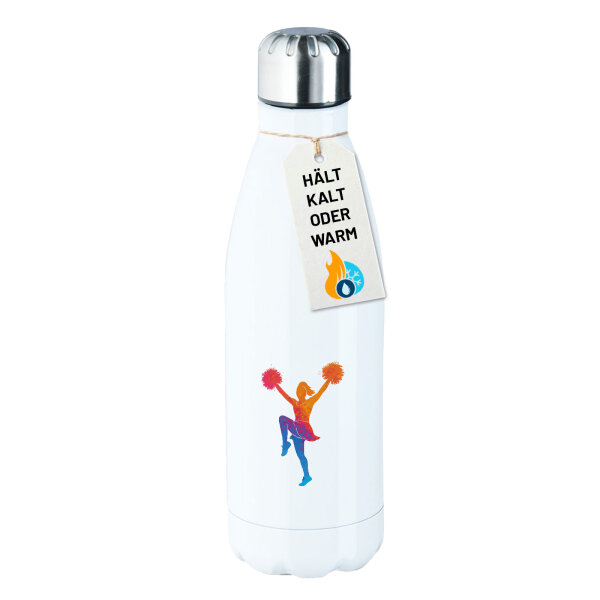 Trinkflasche Cheerleading bunte Silhouette 500ml Edelstahl Wasserflasche