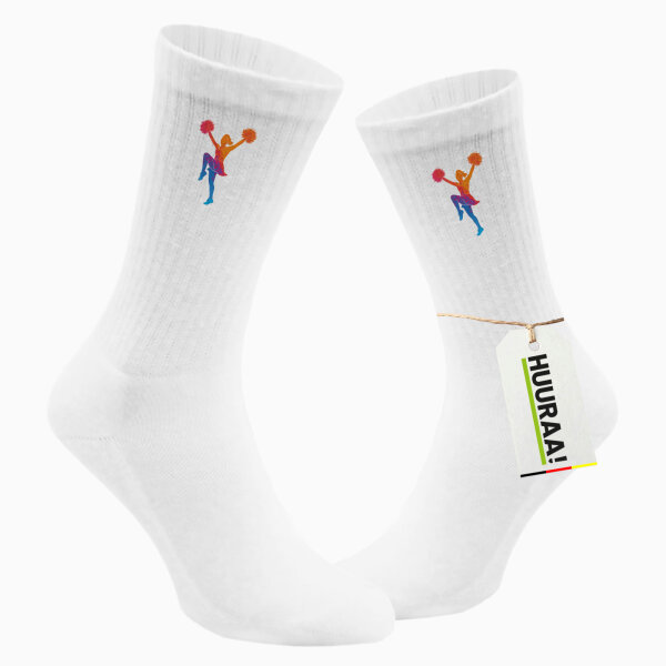 Unisex Socken Cheerleading bunte Silhouette Größe 37/46 White Motiv Tennissocken