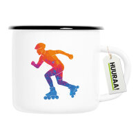 Emaille Tasse Inline Skating bunte Silhouette 300ml...