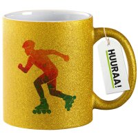 Glitzertasse Inline Skating bunte Silhouette 330ml