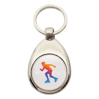 Schlüsselanhänger Inline Skating bunte Silhouette
