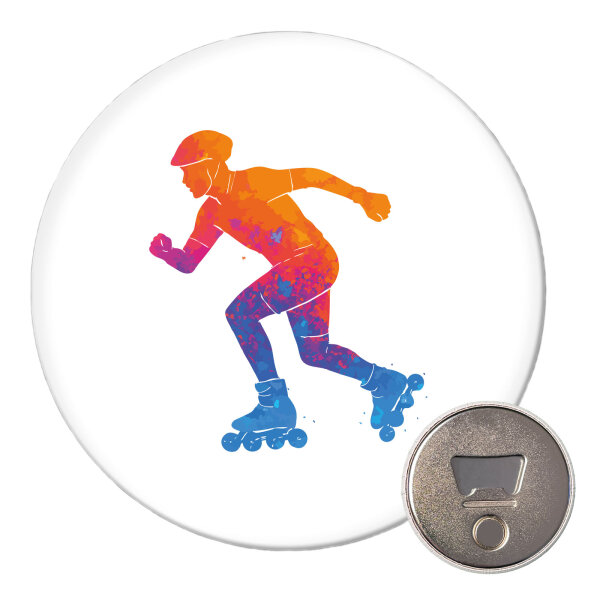 Magnet Inline Skating bunte Silhouette 59mm Kühlschrankmagnet