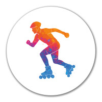 Aufkleber Inline Skating bunte Silhouette 10cm rund
