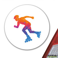 Aufkleber Inline Skating bunte Silhouette 10cm rund