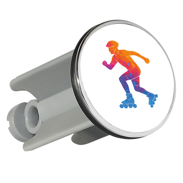 Waschbeckenstöpsel Inline Skating bunte Silhouette 4cm
