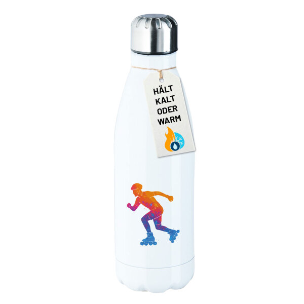 Edelstahl-Trinkflasche Inline Skating bunte Silhouette 500ml Wasserflasche