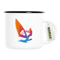 Emaille Tasse Windsurfen bunte Silhouette 300ml Vintage