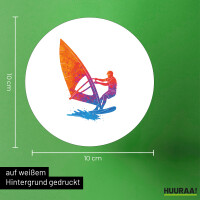 Aufkleber Windsurfen bunte Silhouette 10cm rund