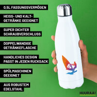 Edelstahl-Trinkflasche Windsurfen bunte Silhouette 500ml Wasserflasche