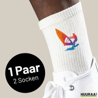 Unisex Socken Windsurfen bunte Silhouette Größe 37/46 White Motiv Tennissocken