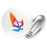 Button Windsurfen bunte Silhouette rund
