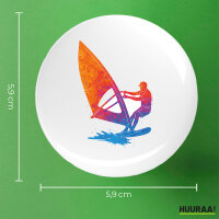 Button Windsurfen bunte Silhouette rund