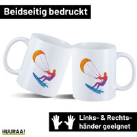 Kaffeetasse Kitesurfen bunte Silhouette 330ml