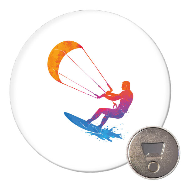 Magnet Kitesurfen bunte Silhouette 59mm Kühlschrankmagnet