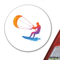 Aufkleber Kitesurfen bunte Silhouette 10cm rund