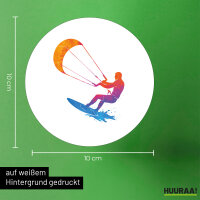 Aufkleber Kitesurfen bunte Silhouette 10cm