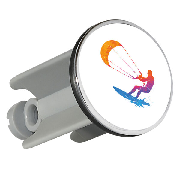 Waschbeckenstöpsel Kitesurfen bunte Silhouette 4cm