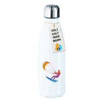 Edelstahl-Trinkflasche Kitesurfen bunte Silhouette 500ml Wasserflasche
