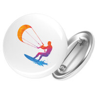 Button Kitesurfen bunte Silhouette rund