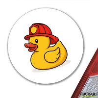 Aufkleber Quietscheente Feuerwehr Comic Gummiente 10cm