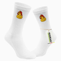 Unisex Socken Quietscheente Feuerwehr Comic Gummiente Größe 37/46 White Motiv Tennissocken