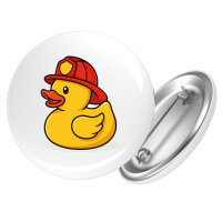 Button Quietscheente Feuerwehr Comic Gummiente rund