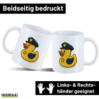 Kaffeetasse Quietscheente Polizei Comic Gummiente 330ml