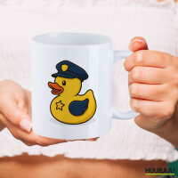 Kaffeetasse Quietscheente Polizei Comic Gummiente 330ml