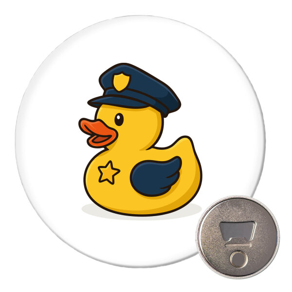 Magnet Quietscheente Polizei Comic Gummiente 59mm Kühlschrankmagnet
