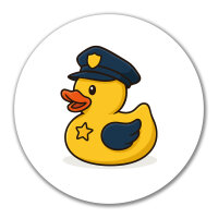 Aufkleber Quietscheente Polizei Comic Gummiente 10cm rund