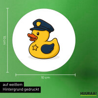 Aufkleber Quietscheente Polizei Comic Gummiente 10cm