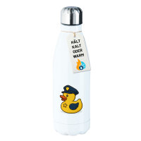 Trinkflasche Quietscheente Polizei Comic Gummiente 500ml...