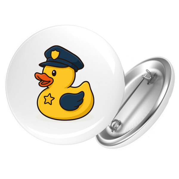 Button Quietscheente Polizei Comic Gummiente rund