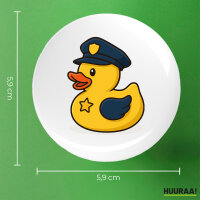 Button Quietscheente Polizei Comic Gummiente