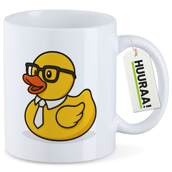 Kaffeetasse Quietscheente Büro Comic Gummiente 330ml