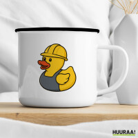 Emaille Tasse Quietscheente Industrie Comic Gummiente 300ml Vintage