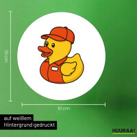 Aufkleber Quietscheente Einzelhandel Comic Gummiente 10cm rund