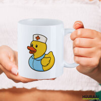 Kaffeetasse Quietscheente Altenpflege Comic Gummiente 330ml