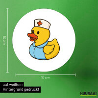 Aufkleber Quietscheente Altenpflege Comic Gummiente 10cm