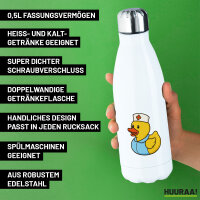Edelstahl-Trinkflasche Quietscheente Altenpflege Comic Gummiente 500ml Wasserflasche